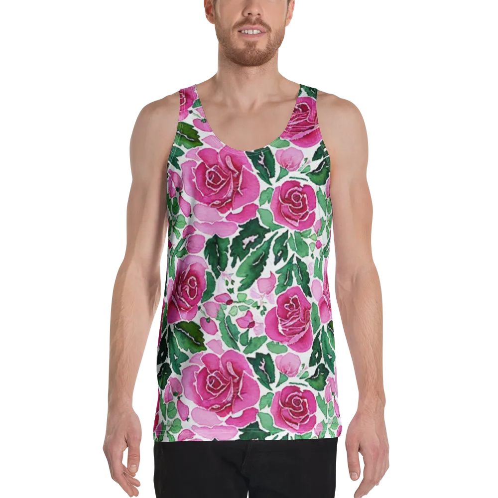 Magenta Rose Garden on Men's Tank Top — Front