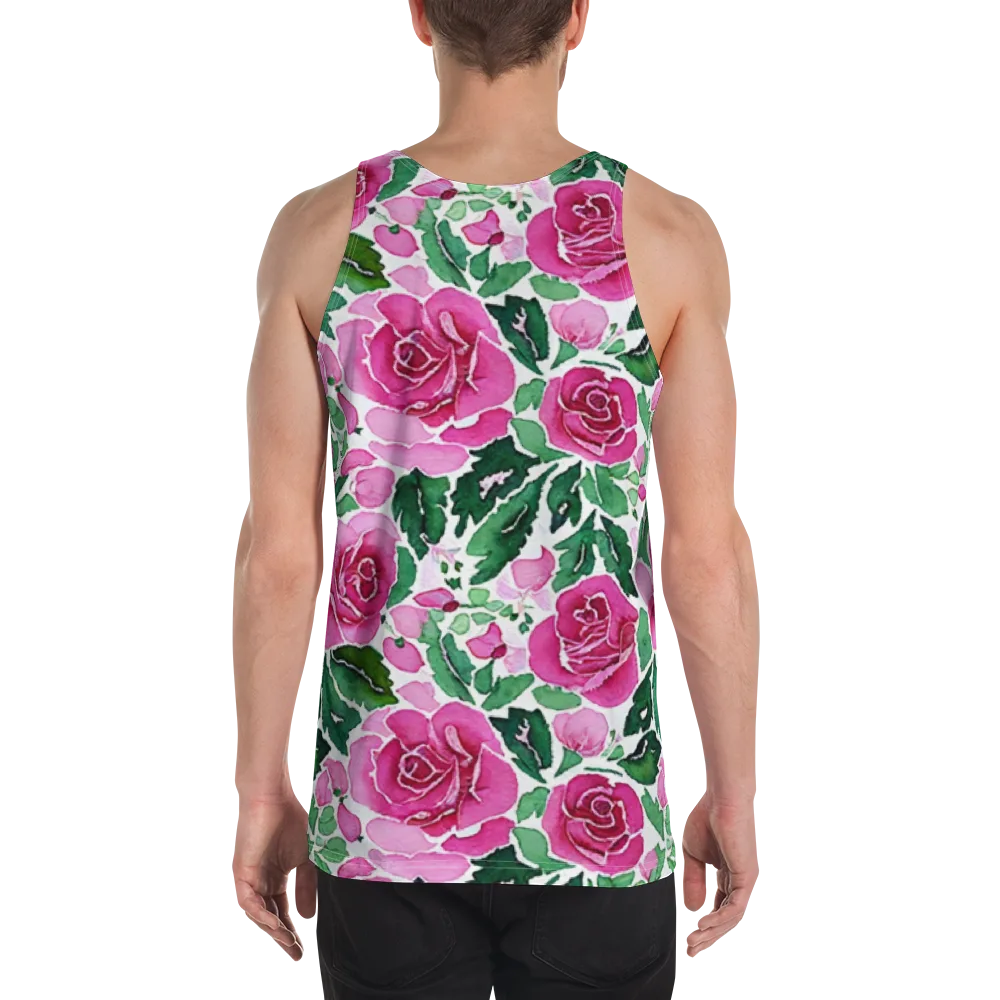 Magenta Rose Garden on Men's Tank Top — Back