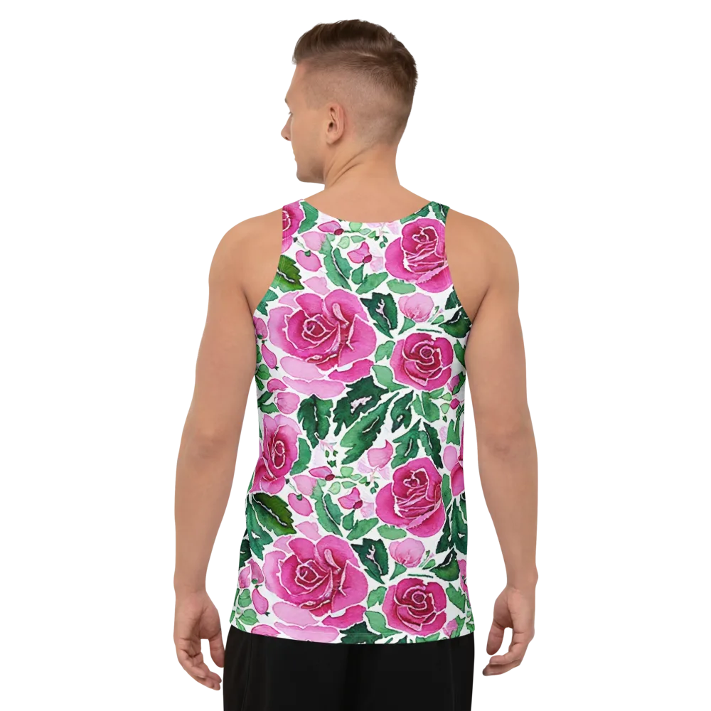 Magenta Rose Garden on Men's Tank Top — Back