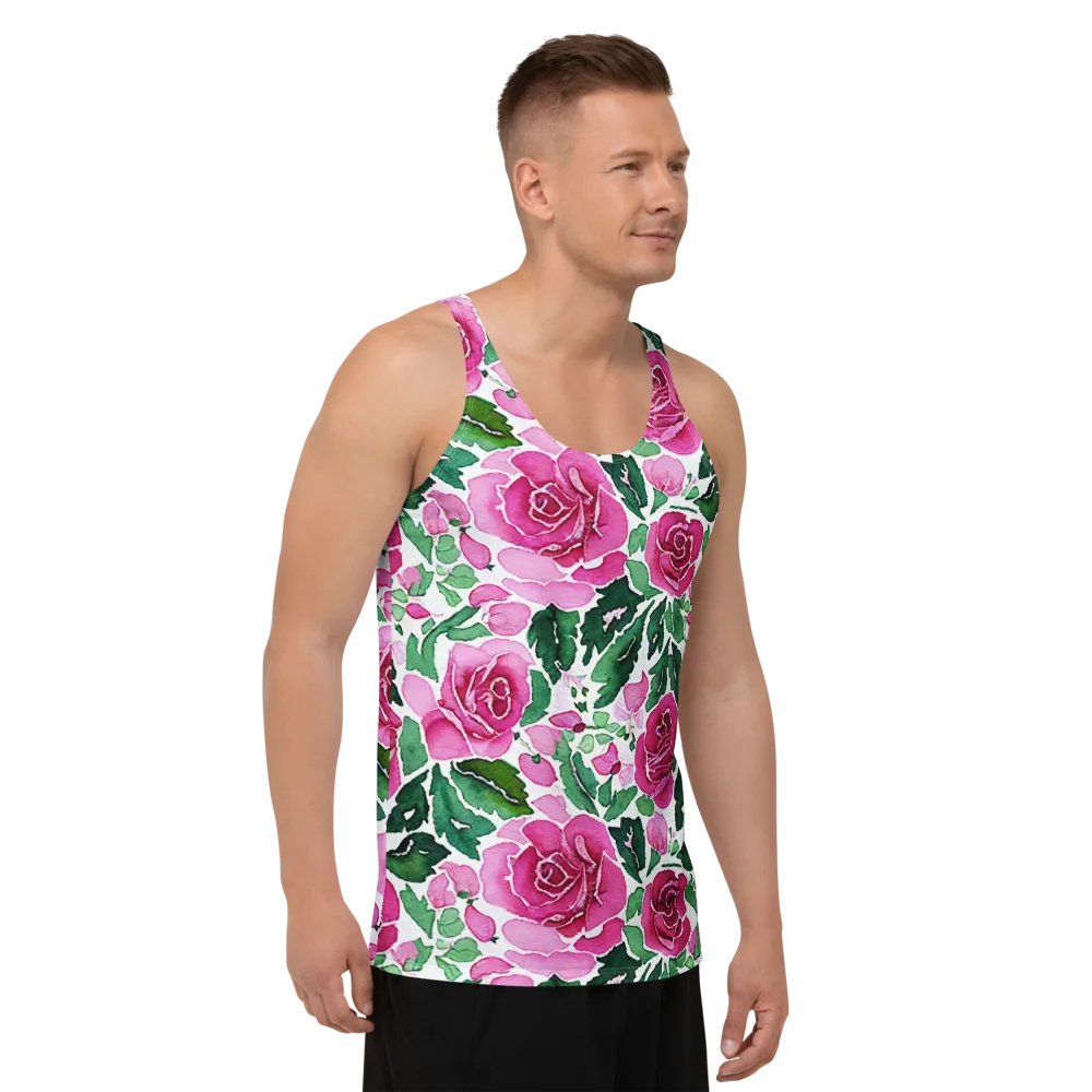 Magenta Rose Garden on Men's Tank Top — Right Front