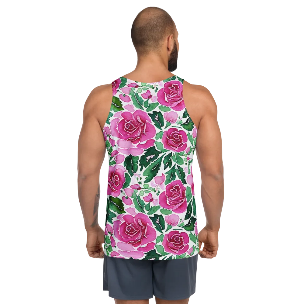 Magenta Rose Garden on Men's Tank Top — Back