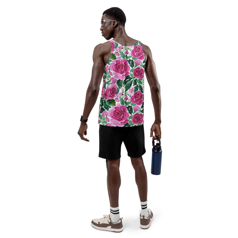 Magenta Rose Garden on Men's Tank Top — Back