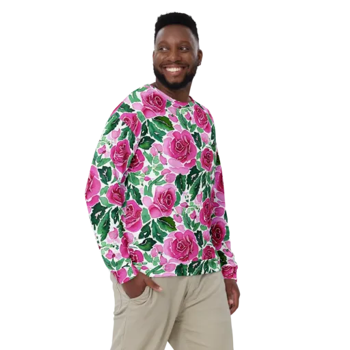 Magenta Rose Garden on a Sweatshirt