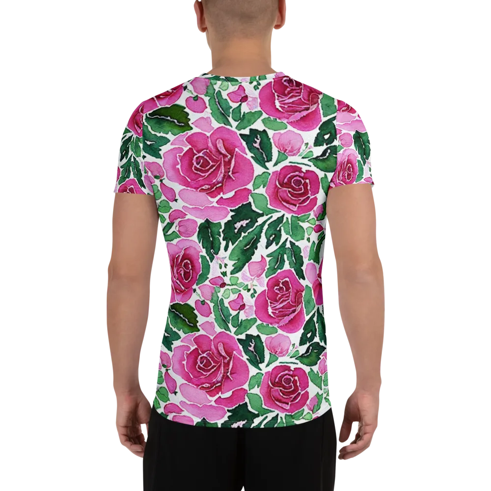 Magenta Rose Garden on Men's Athletic T-Shirt — Back