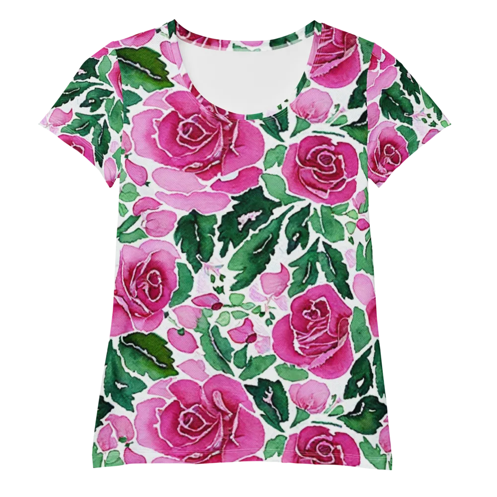 Magenta Rose Garden on Women's Athletic T-Shirt — Front