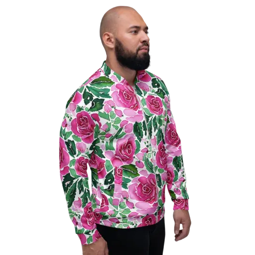 Magenta Rose Garden on a Bomber Jacket