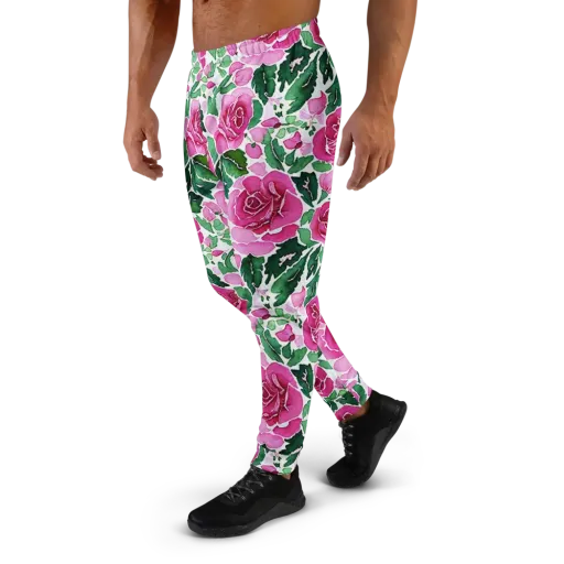 Magenta Rose Garden on a Men's Joggers