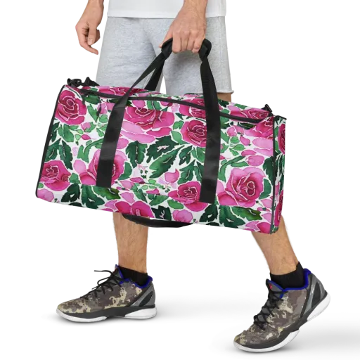 Magenta Rose Garden on a Duffle Bag