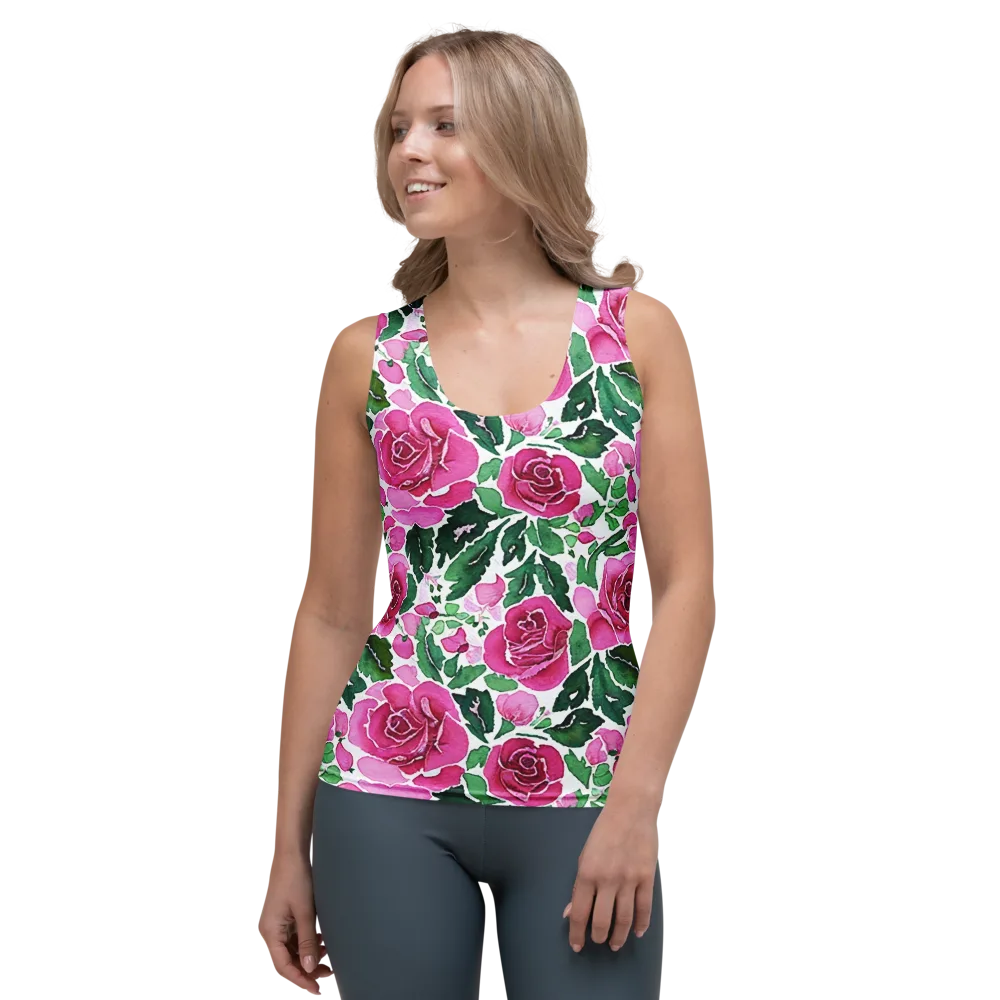 Magenta Rose Garden on Women's Tank Top — Front