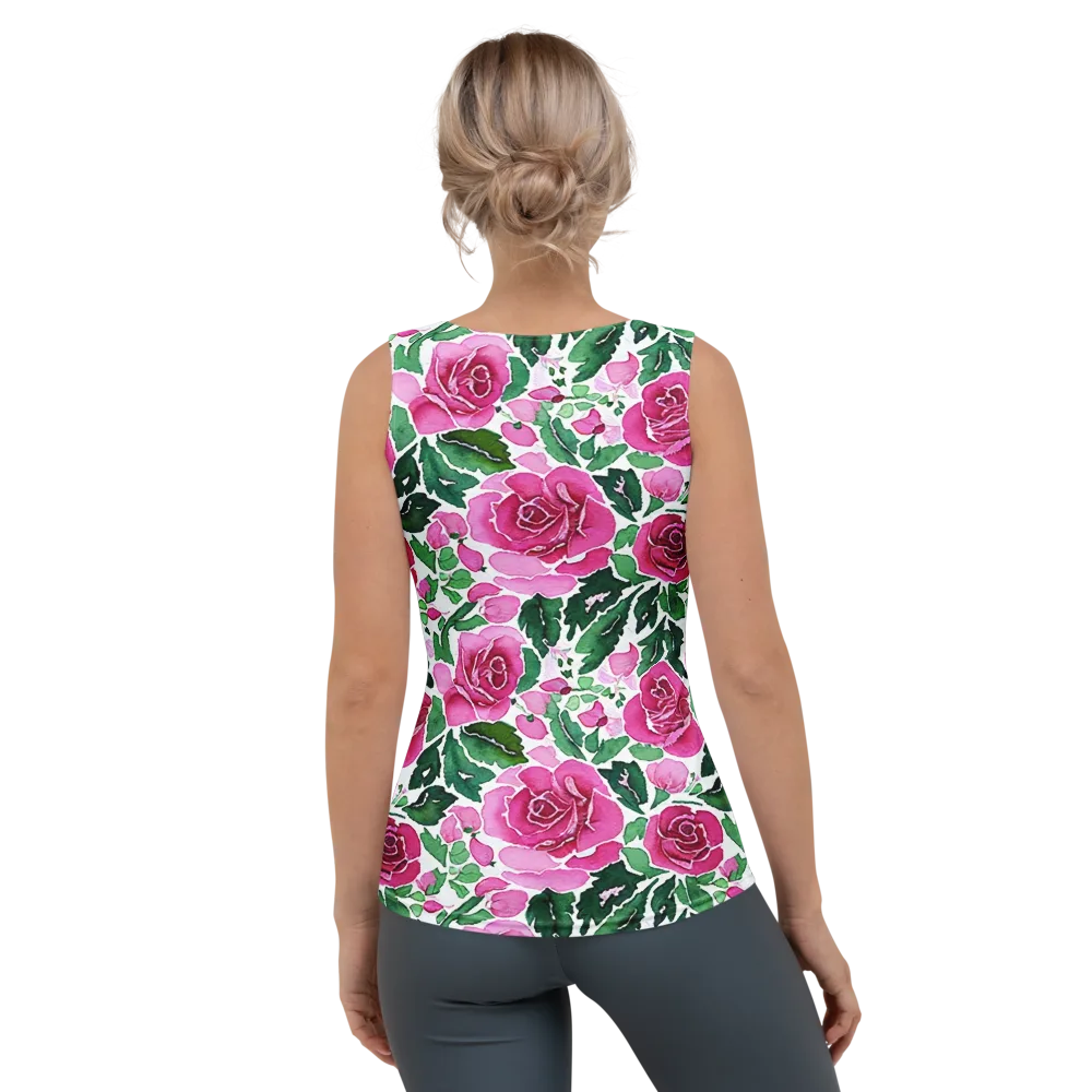 Magenta Rose Garden on Women's Tank Top — Back