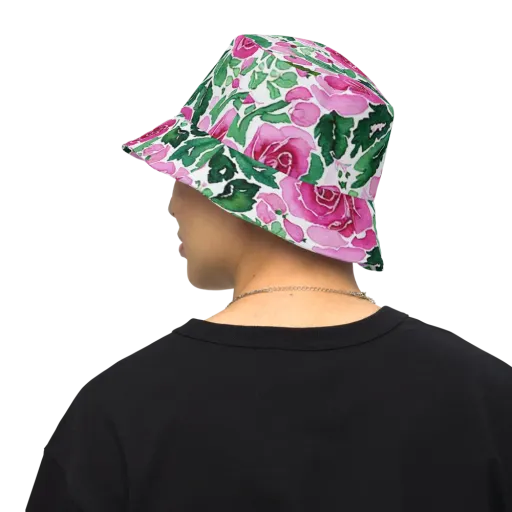 Magenta Rose Garden on a Reversible Bucket Hat
