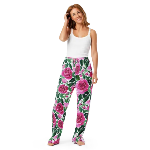 Magenta Rose Garden on a Women's Pajama Pants