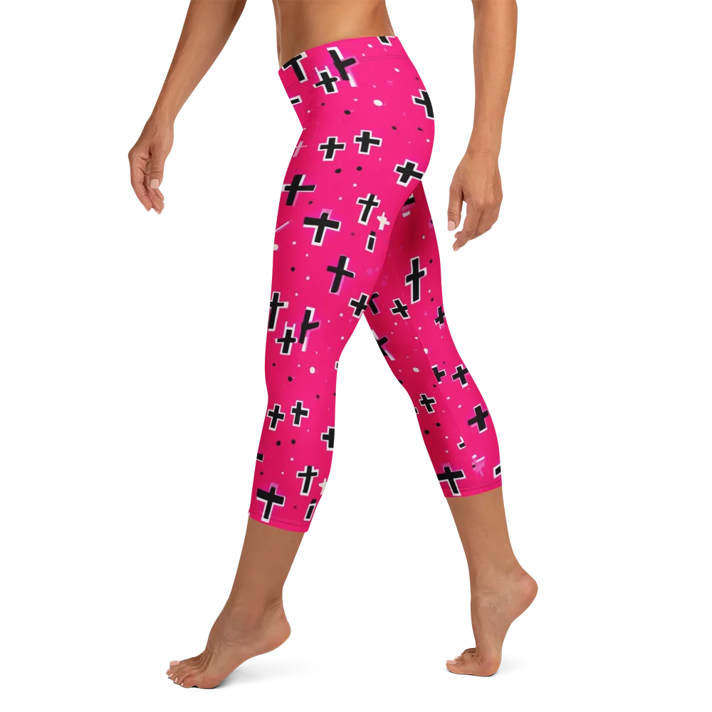 Hot Pink Revival on Capri Leggings — Left