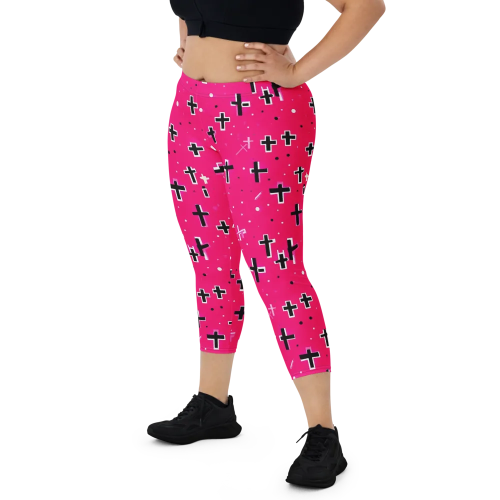 Hot Pink Revival on Capri Leggings — Front