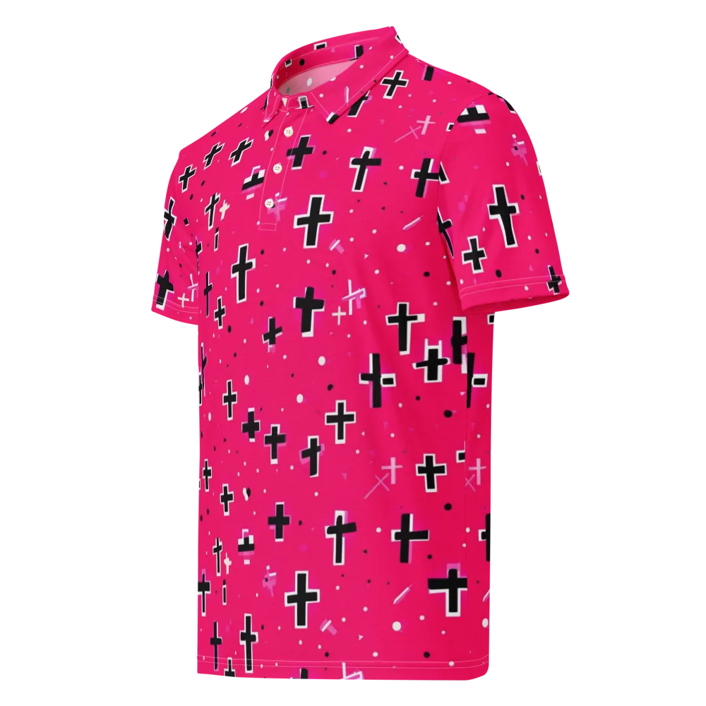 Hot Pink Revival on Men's Slim Fit Polo Shirt — Left Front