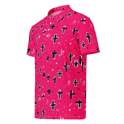 Hot Pink Revival on a Men's Slim Fit Polo Shirt