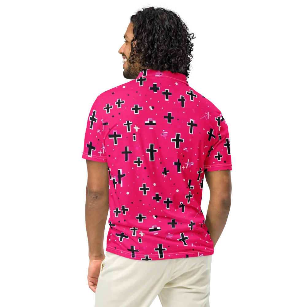 Hot Pink Revival on Men's Slim Fit Polo Shirt — Back