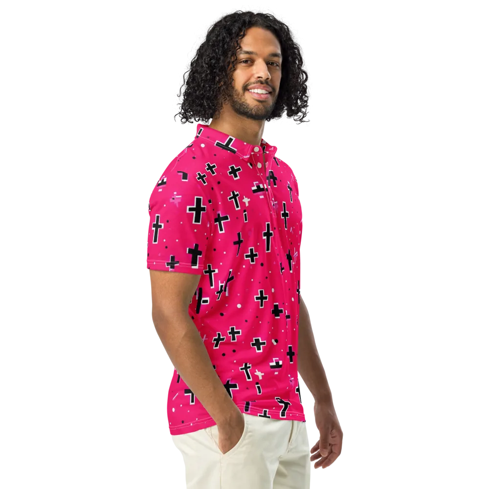 Hot Pink Revival on Men's Slim Fit Polo Shirt — Right Front
