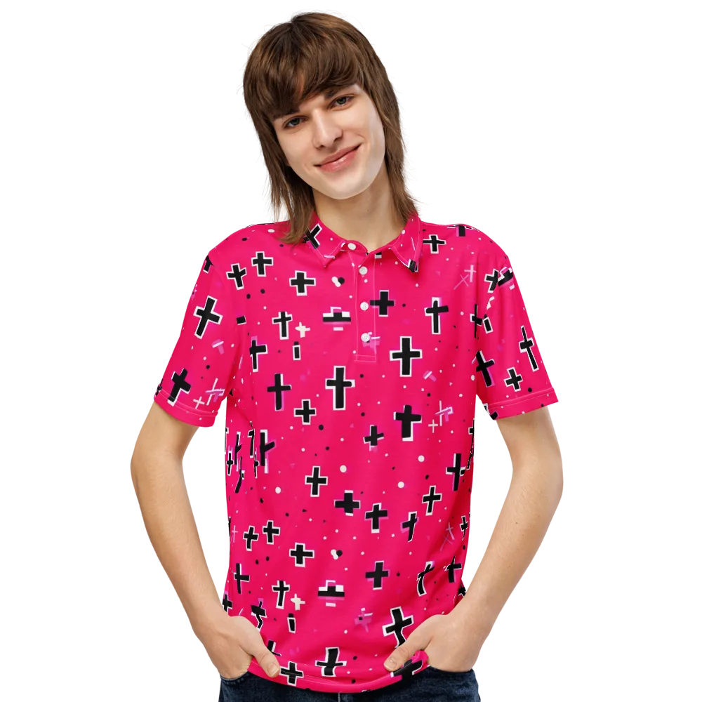 Hot Pink Revival on Men's Slim Fit Polo Shirt — Front