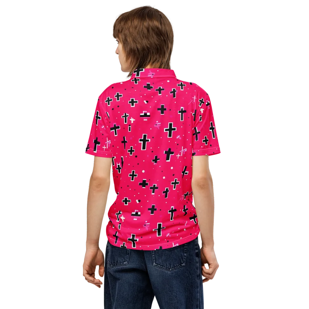 Hot Pink Revival on Men's Slim Fit Polo Shirt — Back
