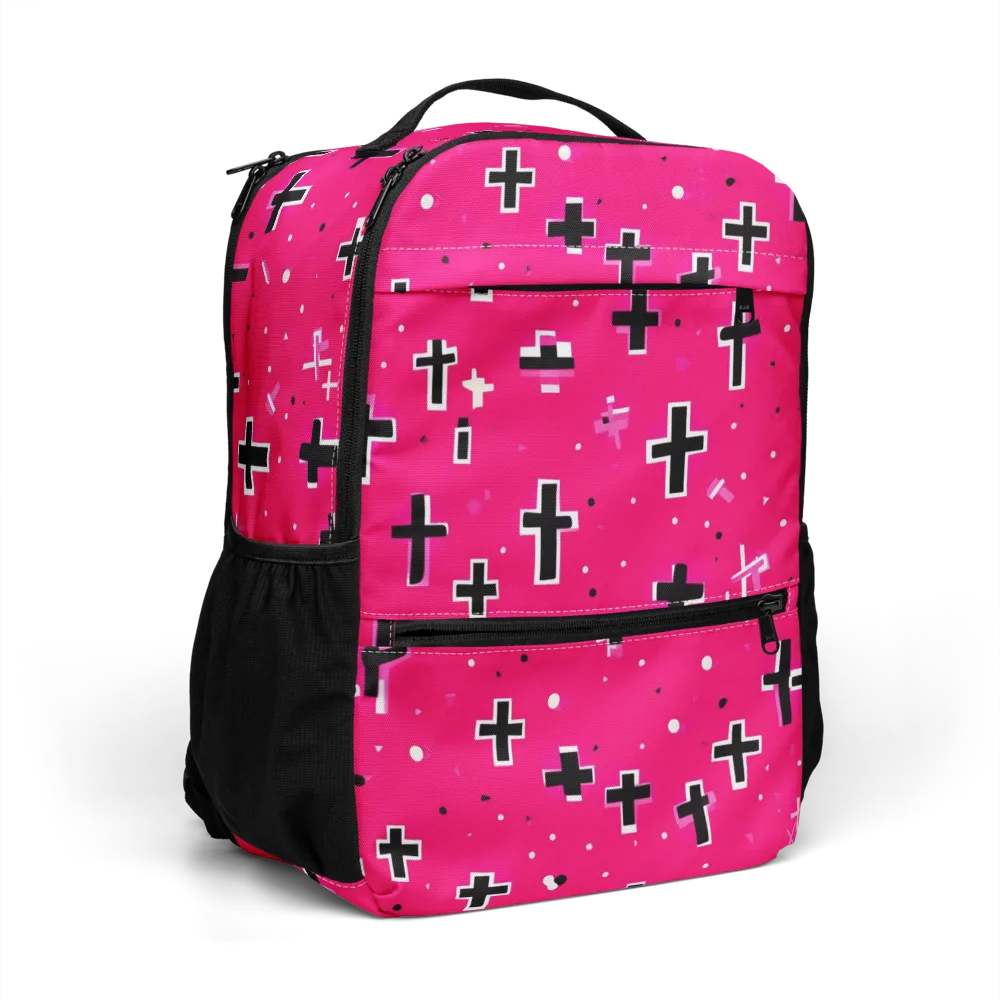 Hot Pink Revival on Utility Backpack — Right Front