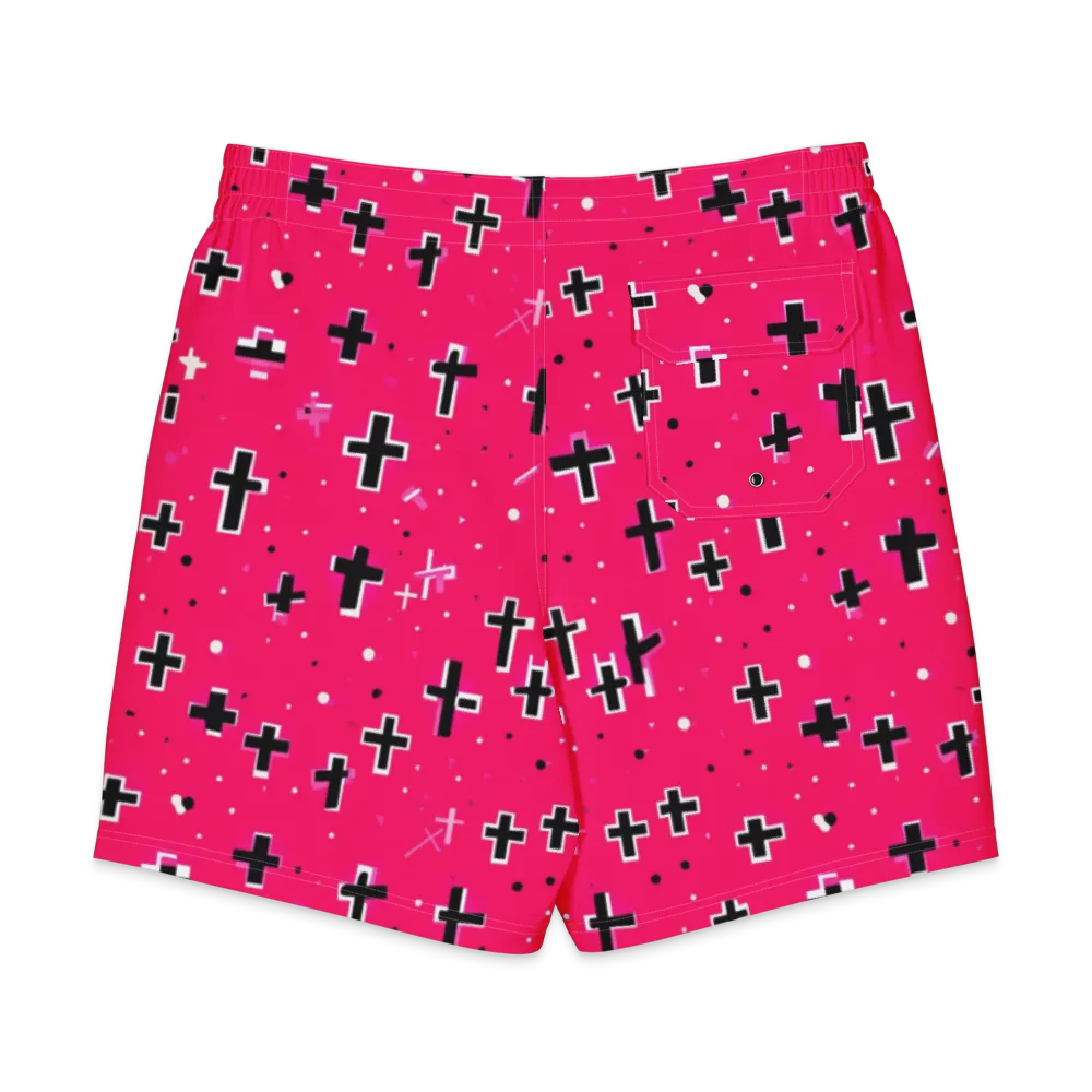 Hot Pink Revival on Men's Board Shorts — Back