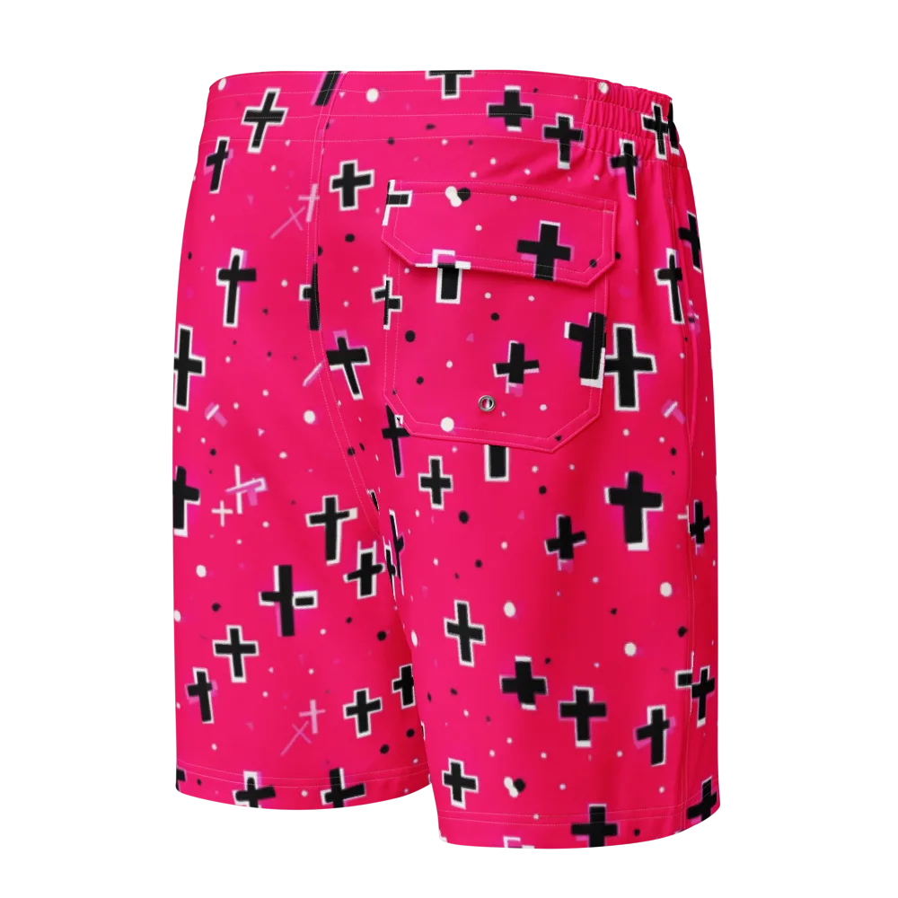Hot Pink Revival on Men's Board Shorts — Back