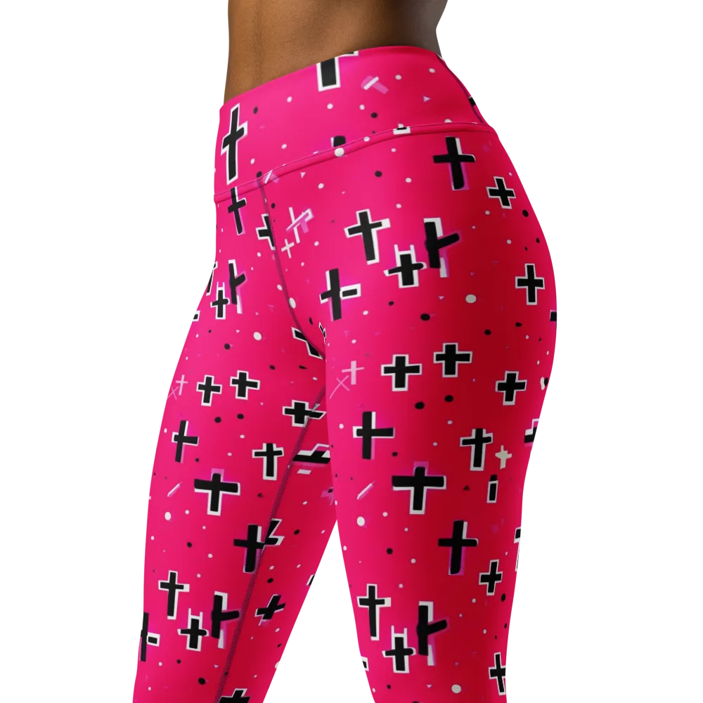 Hot Pink Revival on Yoga Leggings — Left Front