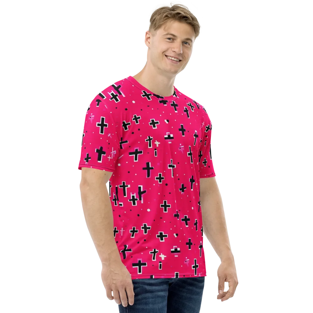 Hot Pink Revival on Men's Crew Neck T-Shirt — Right