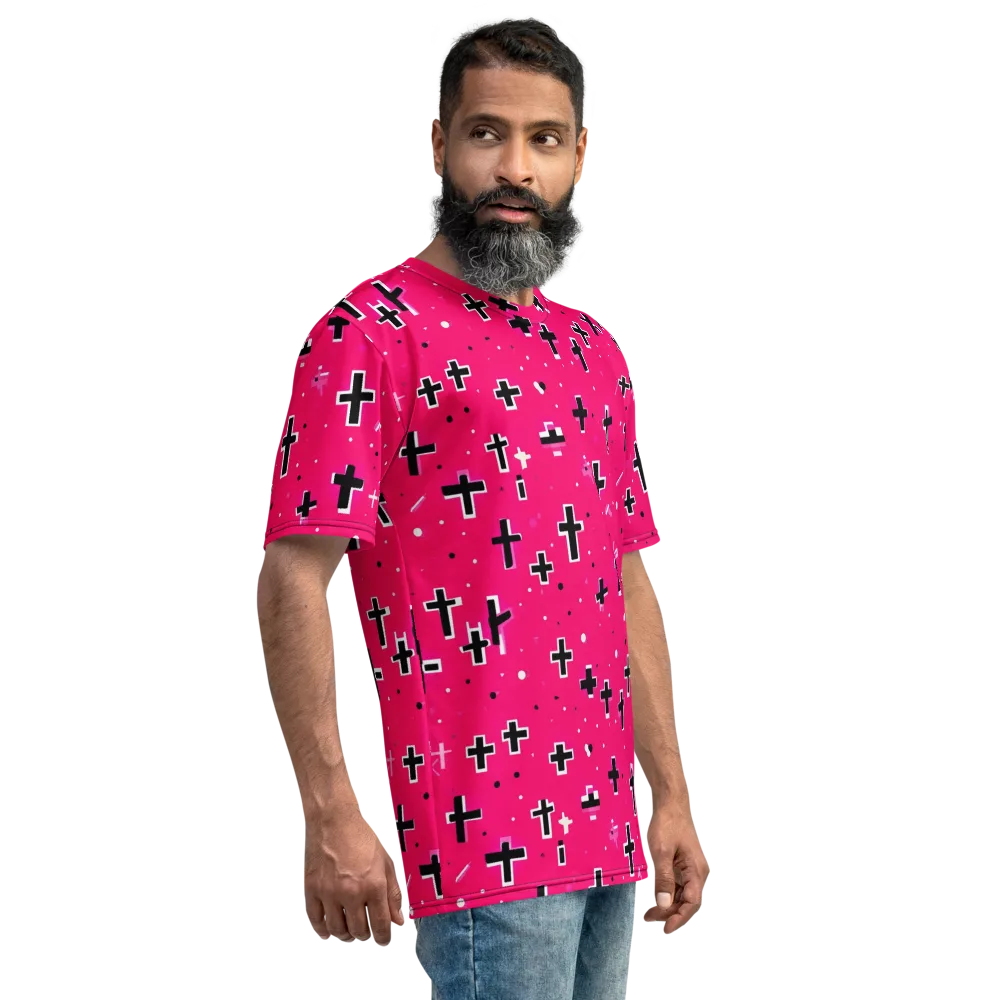 Hot Pink Revival on Men's Crew Neck T-Shirt — Right