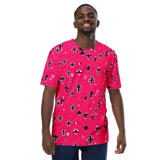 Hot Pink Revival on a Men's Crew Neck T-Shirt