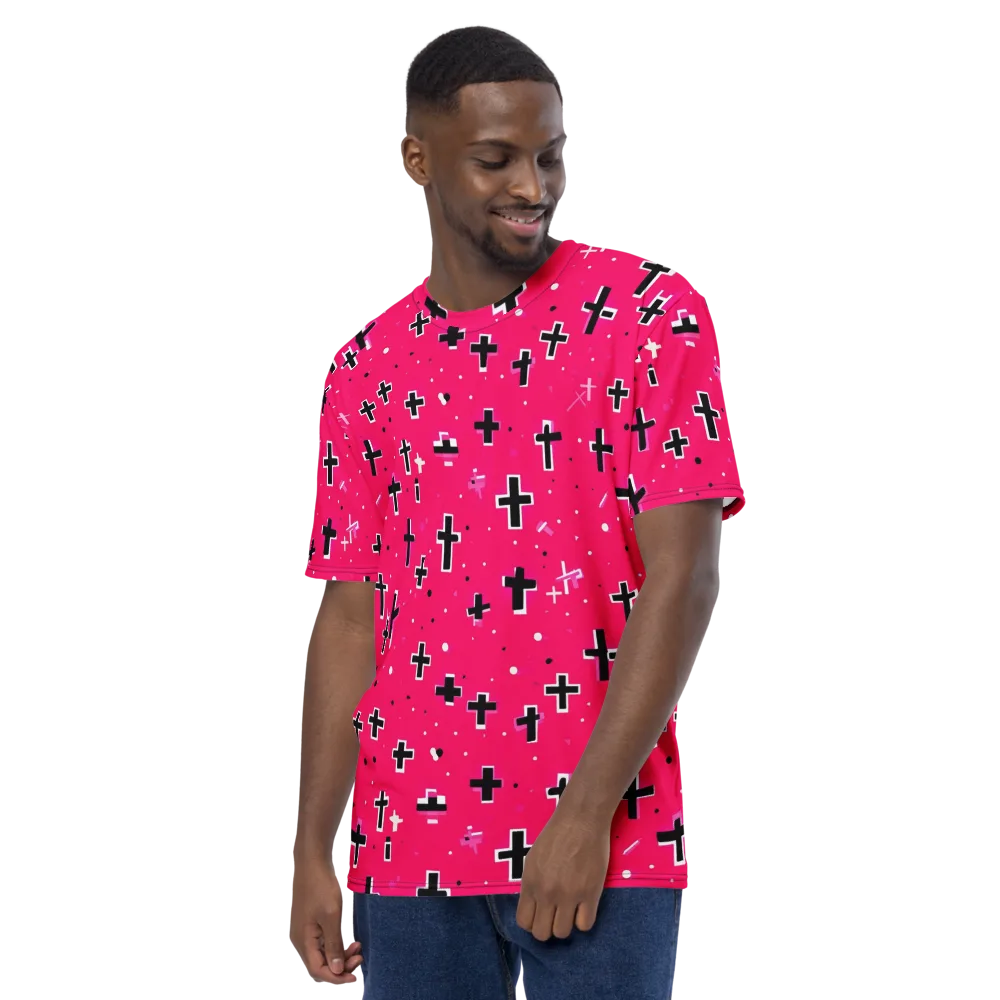 Hot Pink Revival on Men's Crew Neck T-Shirt — Left