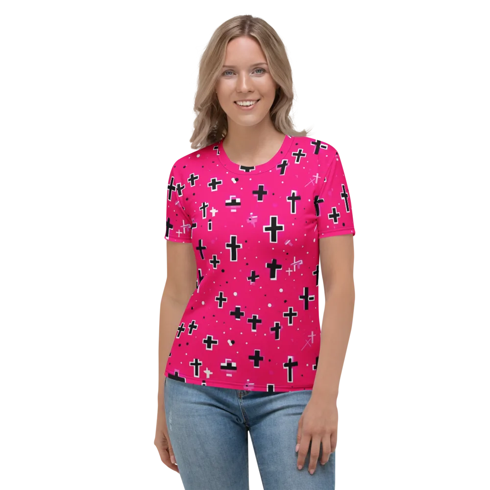 Hot Pink Revival on Women's Crew Neck T-Shirt — Front