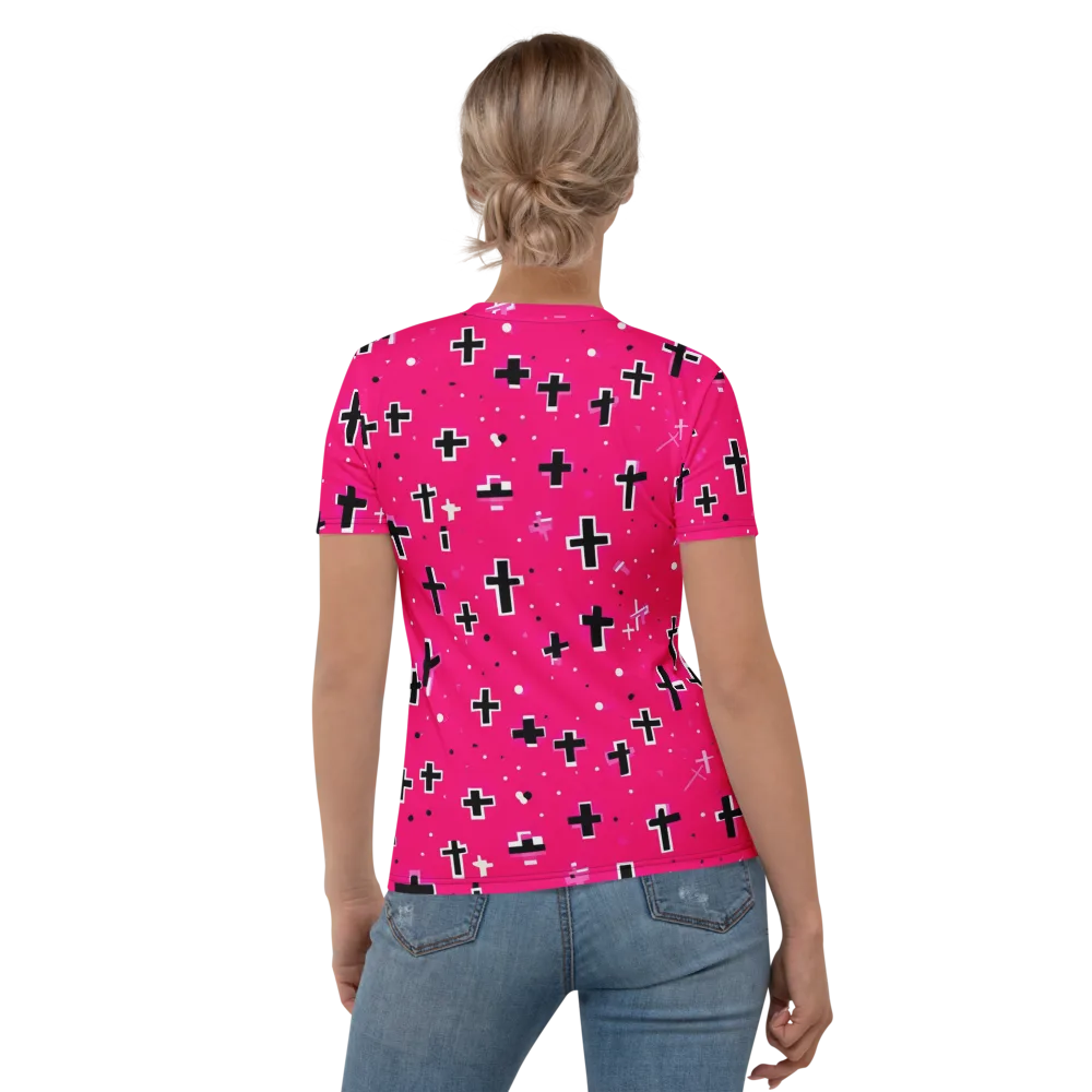Hot Pink Revival on Women's Crew Neck T-Shirt — Back