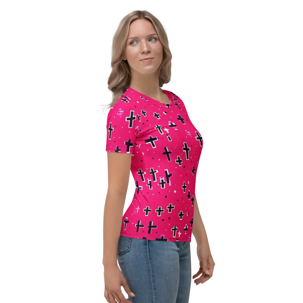 Hot Pink Revival on Women's Crew Neck T-Shirt — Right