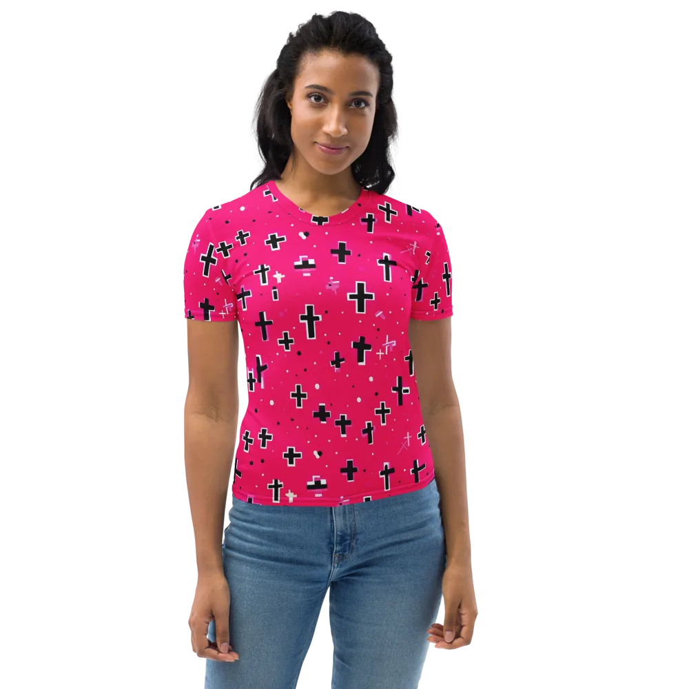Hot Pink Revival on Women's Crew Neck T-Shirt — Front