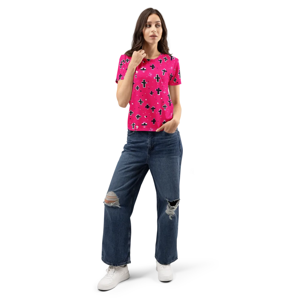 Hot Pink Revival on Women's Crew Neck T-Shirt — Front