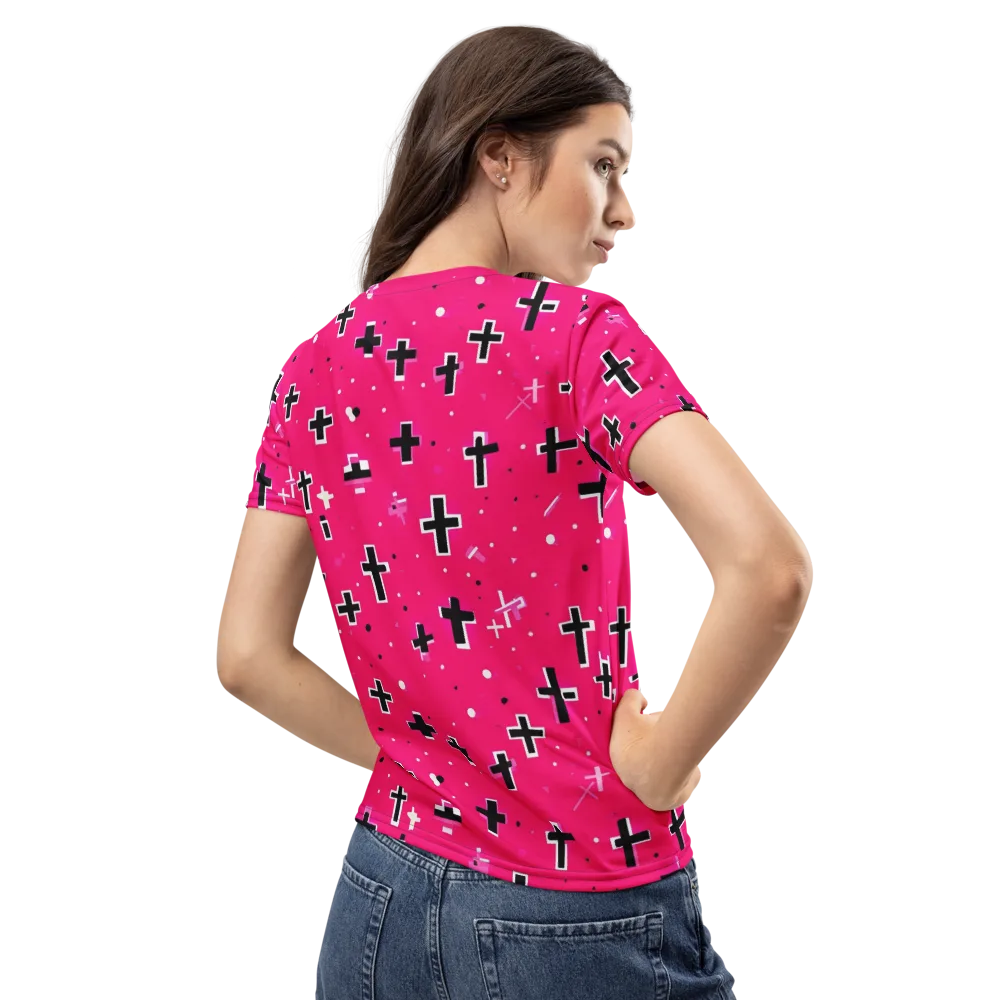 Hot Pink Revival on Women's Crew Neck T-Shirt — Back