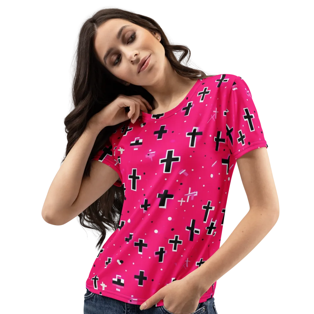 Hot Pink Revival on Women's Crew Neck T-Shirt — Left Front