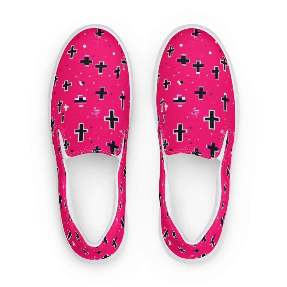 Hot Pink Revival on Men's Slip-On Canvas Shoes — Front