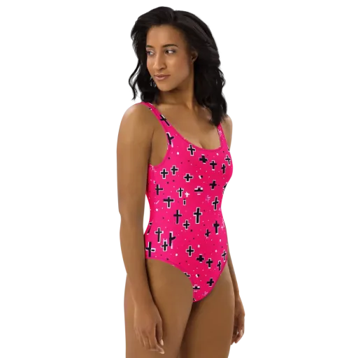 Hot Pink Revival on a One-Piece Swimsuit