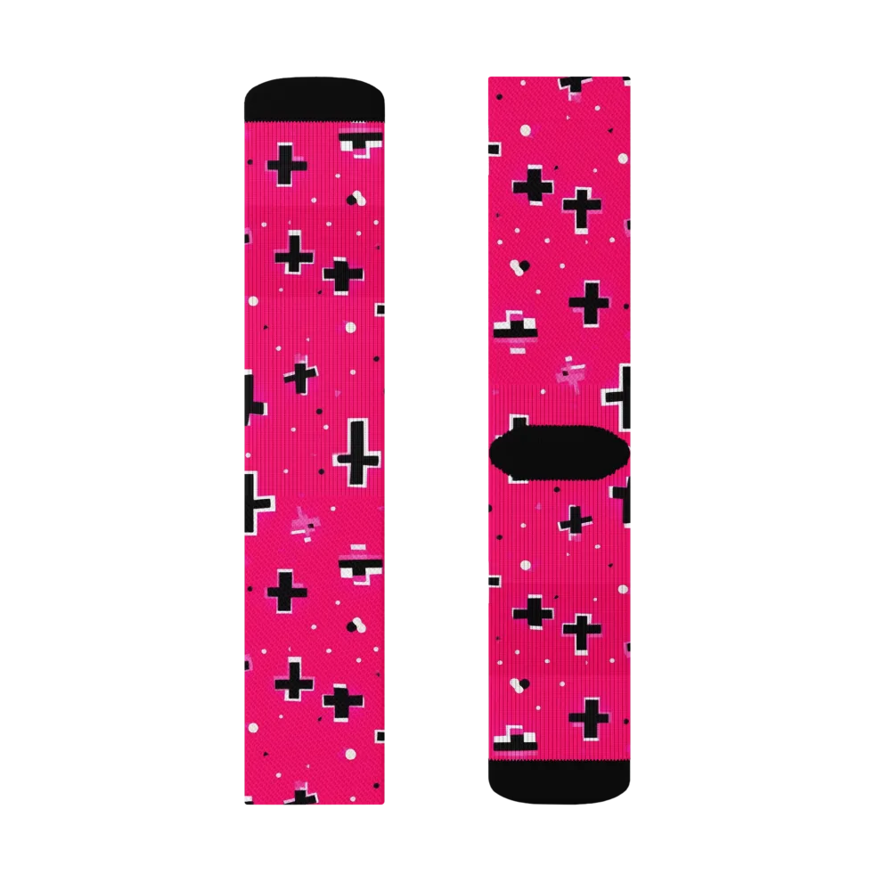 Hot Pink Revival on Socks — Right Sock