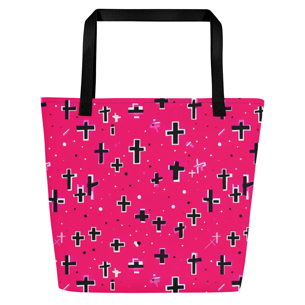 Hot Pink Revival on Large Tote Bag W/ Pocket — Front