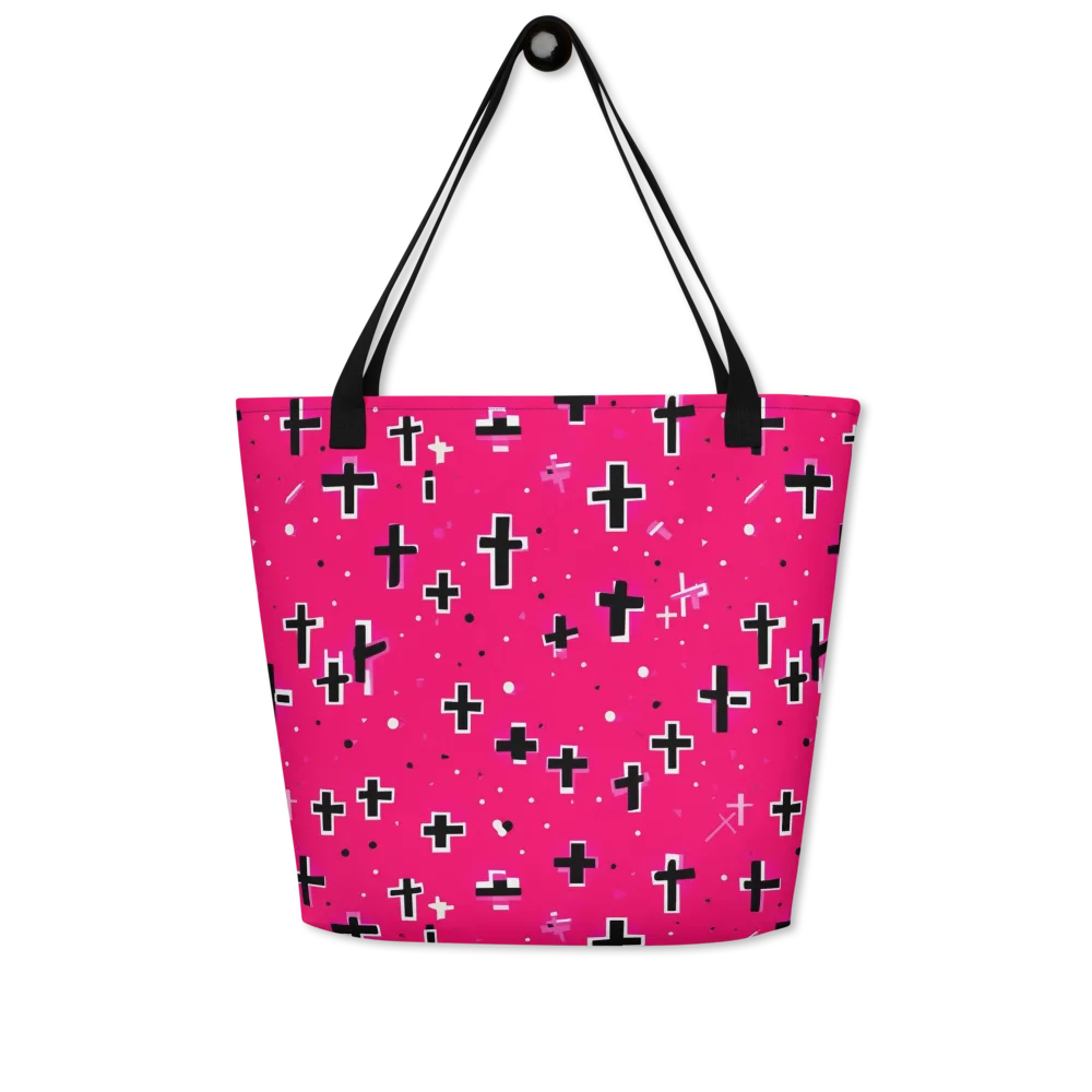 Hot Pink Revival on Large Tote Bag W/ Pocket — Front
