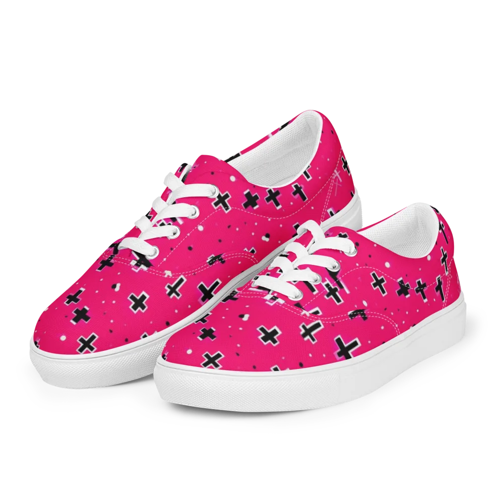 Hot Pink Revival on Men's Lace-Up Canvas Shoes — Left Front