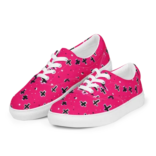 Hot Pink Revival on a Men's Lace-Up Canvas Shoes