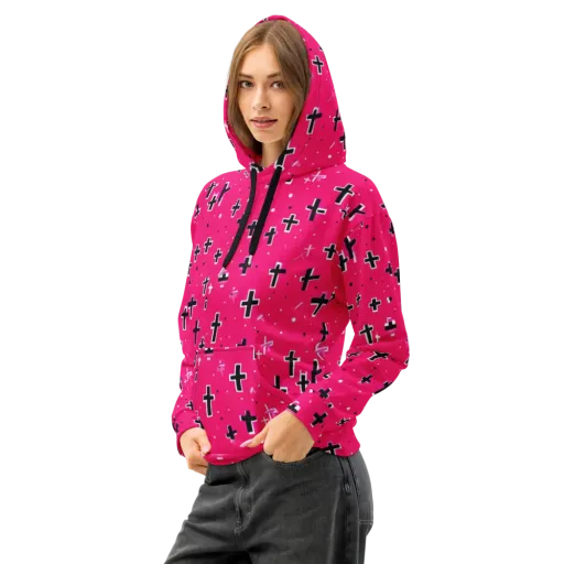 Hot Pink Revival on a Cotton Hoodie