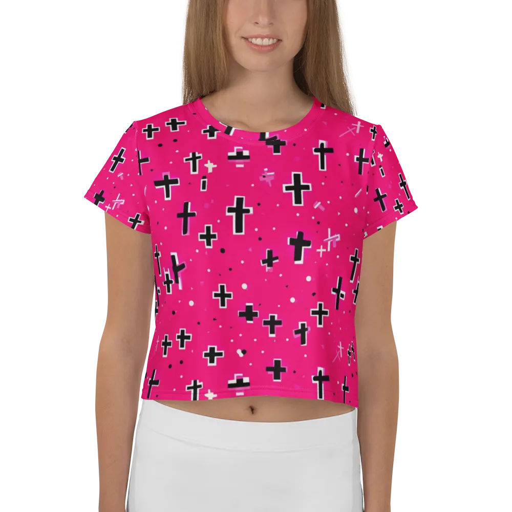 Hot Pink Revival on Crop Tee — Front