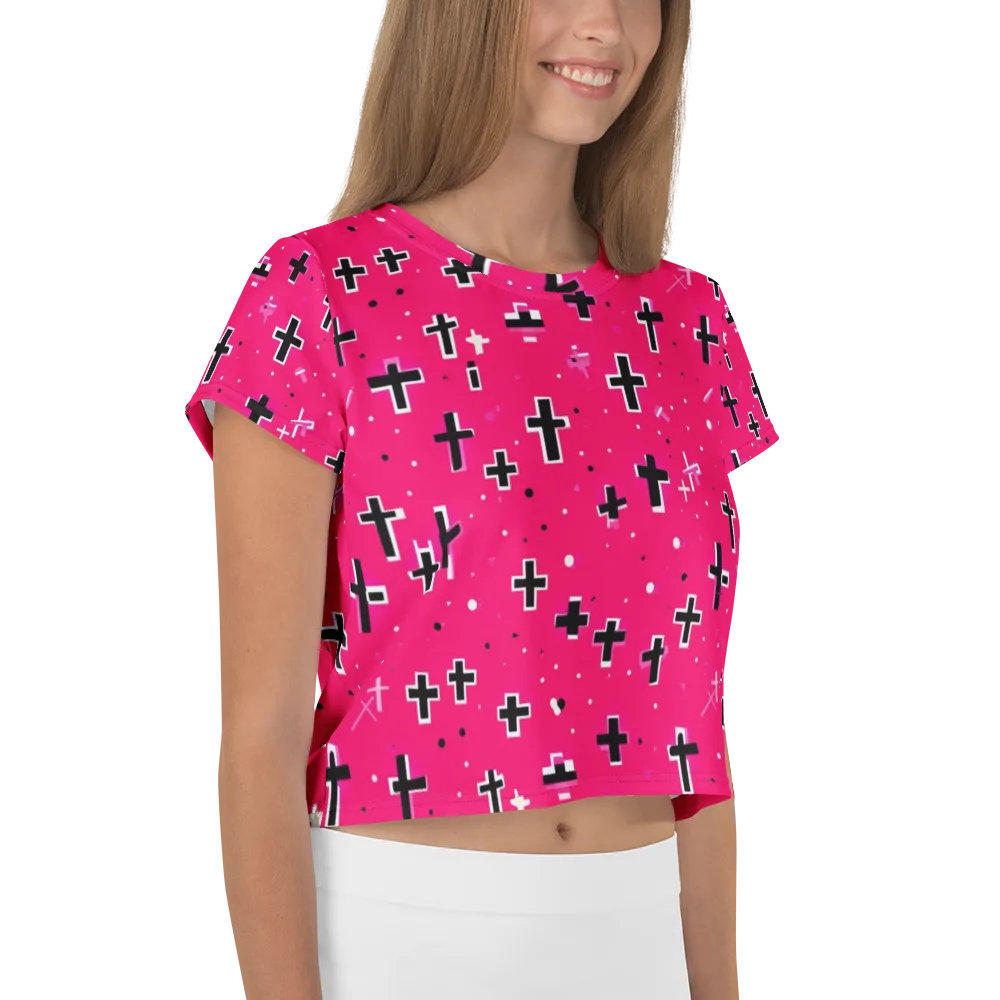 Hot Pink Revival on Crop Tee — Right