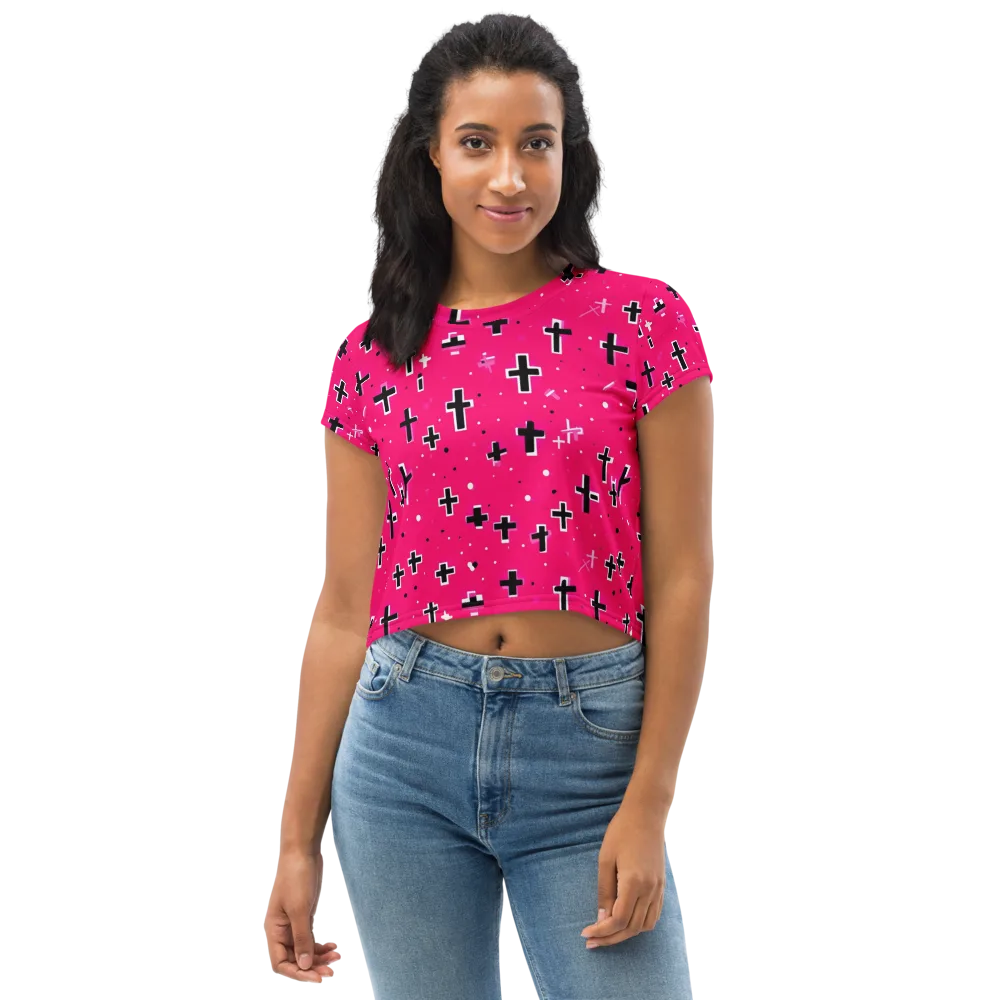 Hot Pink Revival on Crop Tee — Front